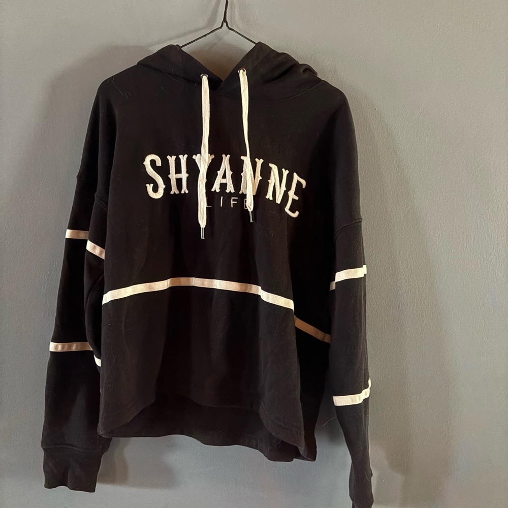 Shyanne Black Hoodie with Cream Stripes